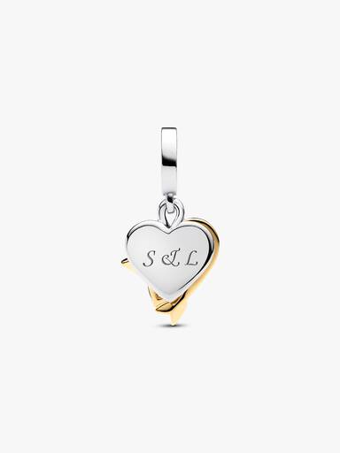 Charm colgante doble Flecha y Corazón grabable