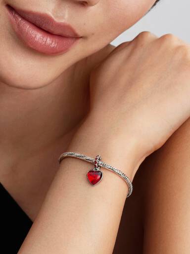 Charm colgante doble Corazón rojo de cristal Murano