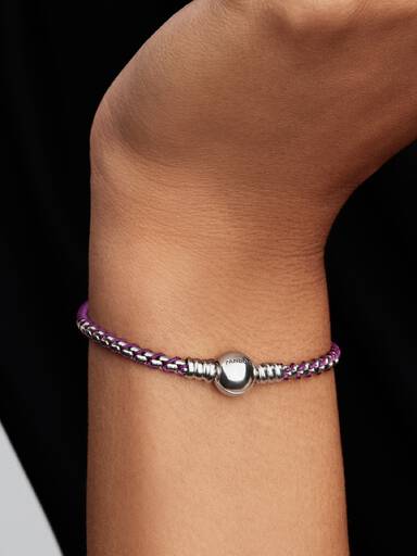 Brazalete de cadena tipo caja de cordón púrpura