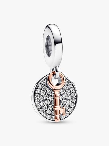 Charm Colgante Doble Llave de la Felicidad en Dos Tonos