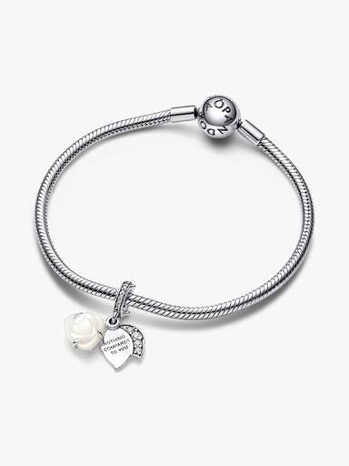 Charm Colgante Doble Rosa Blanca en Flor